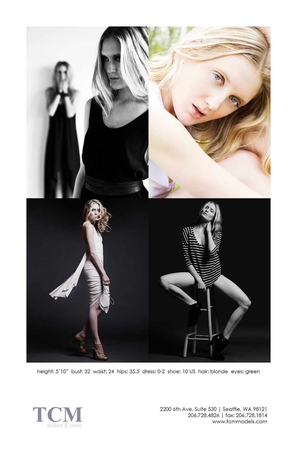 Seattle Fashion Model - Hannah Larson The Healthful Model Compcard Front TCM Models