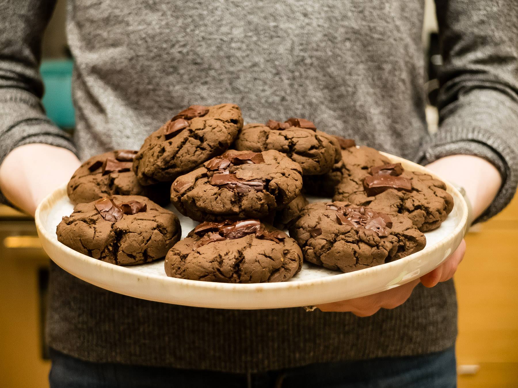 Chewy Double Dark Chocolate Cookies